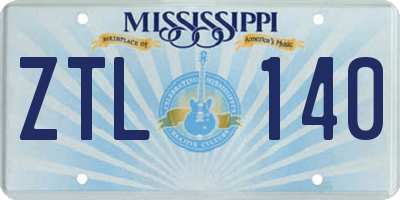 MS license plate ZTL140
