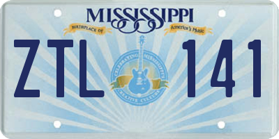 MS license plate ZTL141