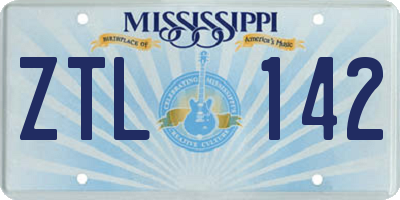 MS license plate ZTL142