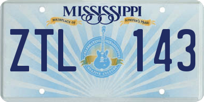 MS license plate ZTL143