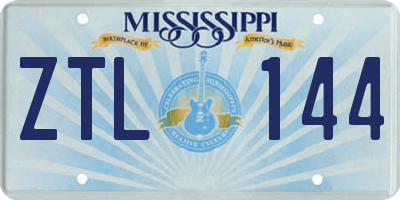 MS license plate ZTL144