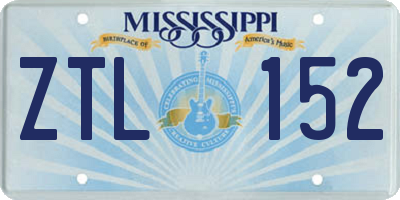MS license plate ZTL152