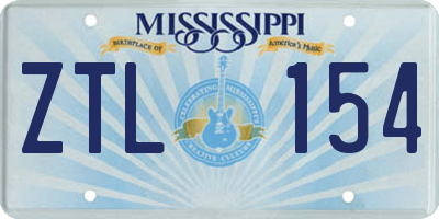 MS license plate ZTL154