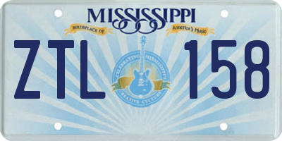 MS license plate ZTL158