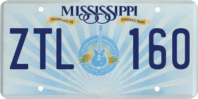 MS license plate ZTL160