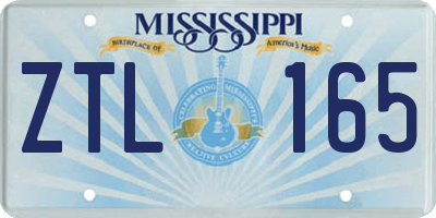 MS license plate ZTL165