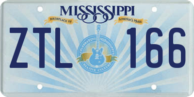 MS license plate ZTL166