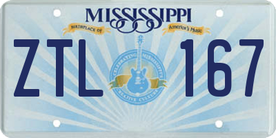 MS license plate ZTL167