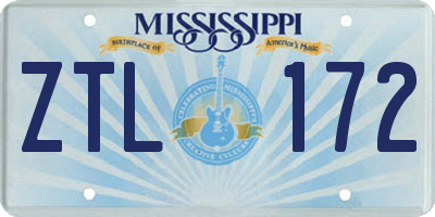 MS license plate ZTL172