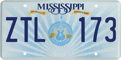 MS license plate ZTL173