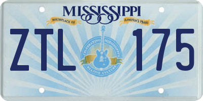 MS license plate ZTL175