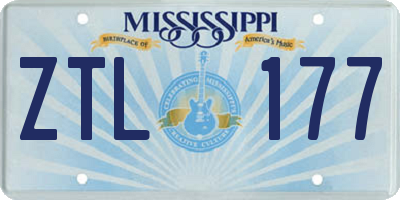 MS license plate ZTL177