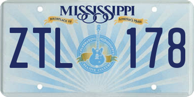 MS license plate ZTL178