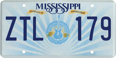 MS license plate ZTL179