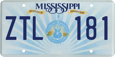 MS license plate ZTL181