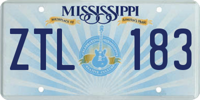 MS license plate ZTL183