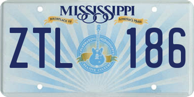 MS license plate ZTL186