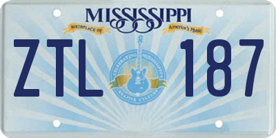 MS license plate ZTL187