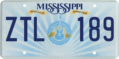 MS license plate ZTL189