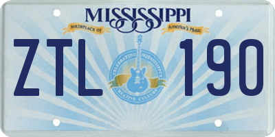MS license plate ZTL190
