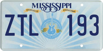 MS license plate ZTL193
