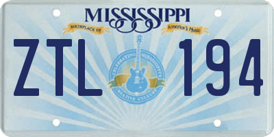 MS license plate ZTL194