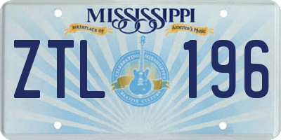 MS license plate ZTL196