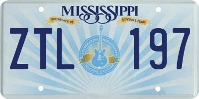 MS license plate ZTL197