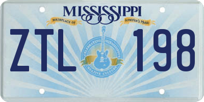 MS license plate ZTL198