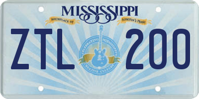 MS license plate ZTL200