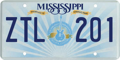 MS license plate ZTL201