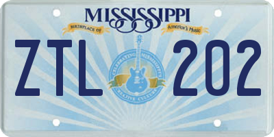 MS license plate ZTL202