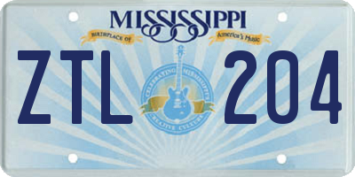 MS license plate ZTL204