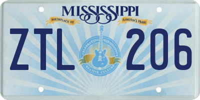 MS license plate ZTL206