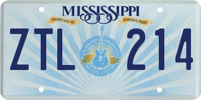 MS license plate ZTL214