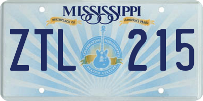 MS license plate ZTL215