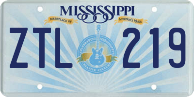 MS license plate ZTL219