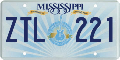 MS license plate ZTL221