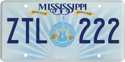 MS license plate ZTL222