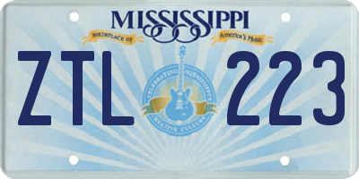 MS license plate ZTL223