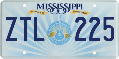MS license plate ZTL225