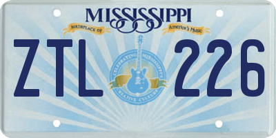 MS license plate ZTL226