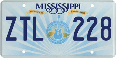 MS license plate ZTL228