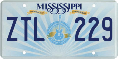 MS license plate ZTL229