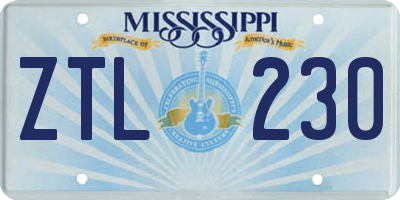 MS license plate ZTL230