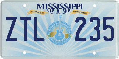 MS license plate ZTL235
