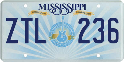 MS license plate ZTL236