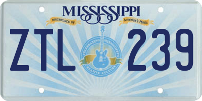 MS license plate ZTL239