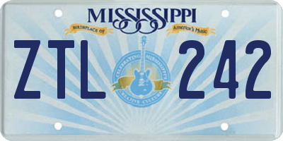 MS license plate ZTL242