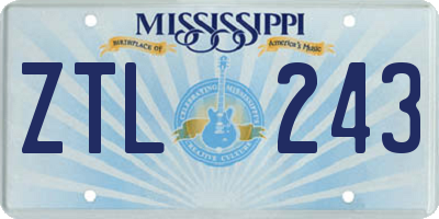 MS license plate ZTL243